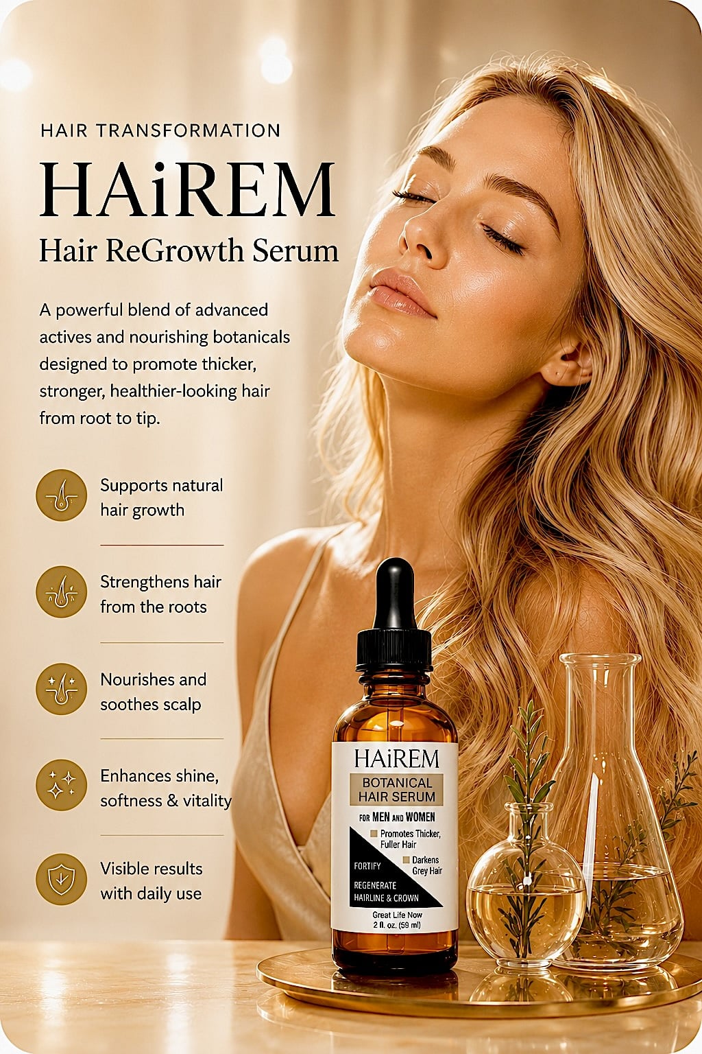 HAiREM Botanical Hair Regrowth Serum with botanical ingredients